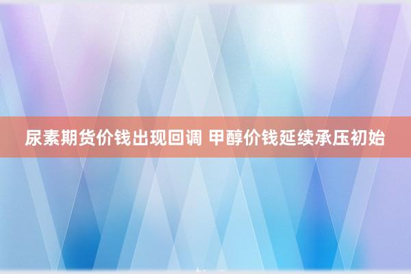 尿素期货价钱出现回调 甲醇价钱延续承压初始